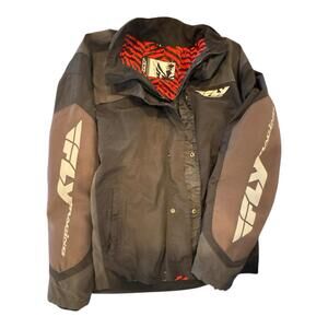 Fly Racing Motorcycle Jacket Mens Large Black Gray Insulated Moto MX Riding Coat